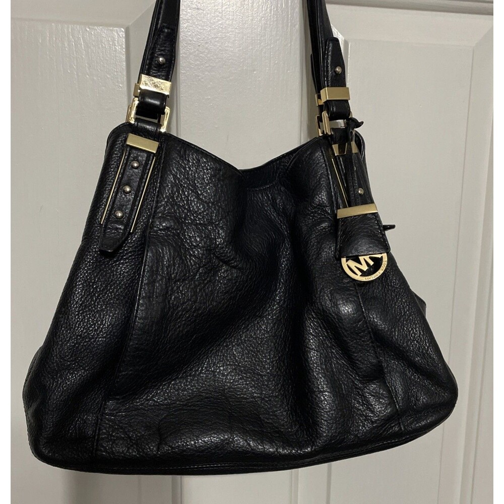 Michael Kors Slouchy Black Pebbled Leather Hobo Shoulder Bag 3 Compartment
